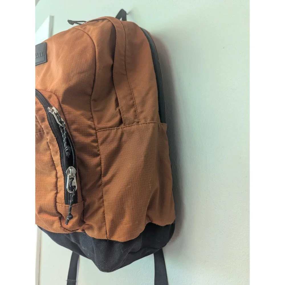 L.L. Bean Ripstop Nylon Backpack‎ Brown Black School Travel Hiking Daypack Bag